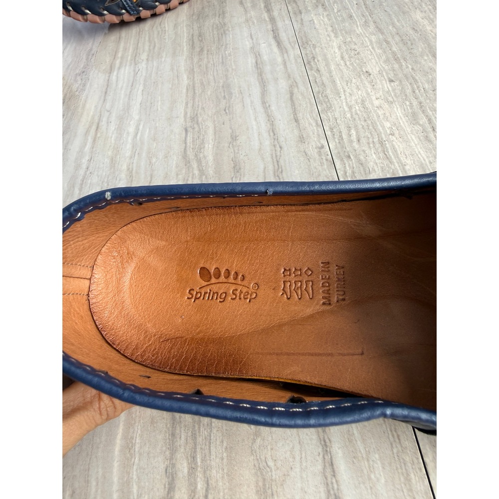 Spring Step Loafers Fusaro Navy Blue Leather Laser Cutout Shoes Women 41 NWOT - Picture 9 of 11